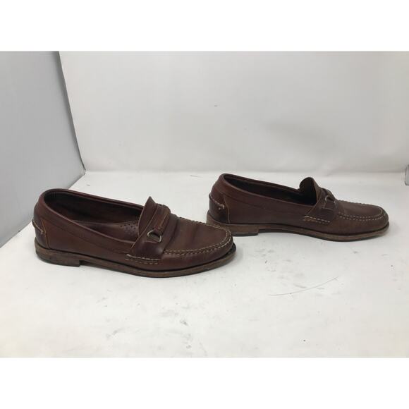 Men's AE By Allen Edmonds Bates Brown Leather Loafer With Front Buckle Size 11 - Picture 3 of 8